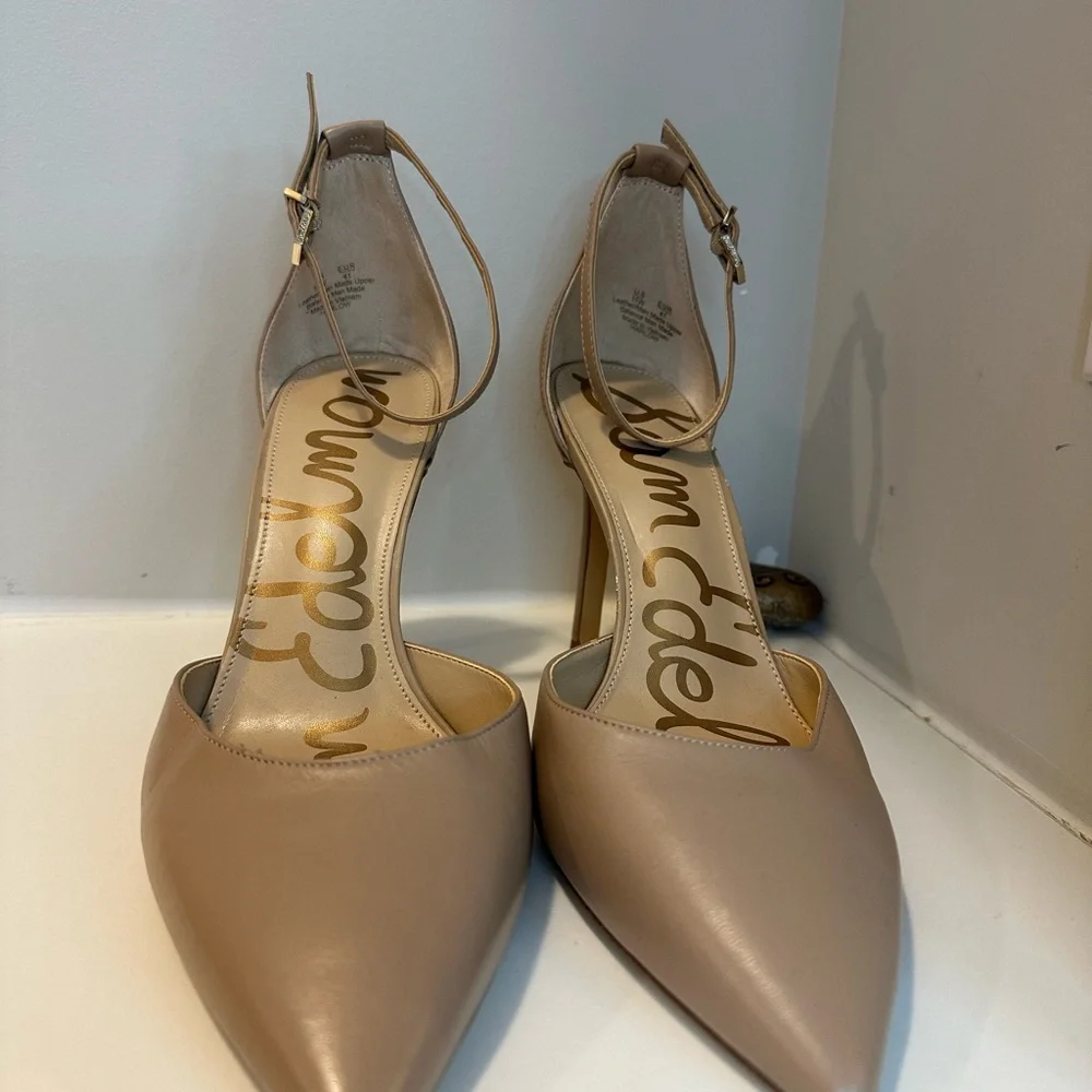 Sam Edelman Beige Ankle Strap Heels